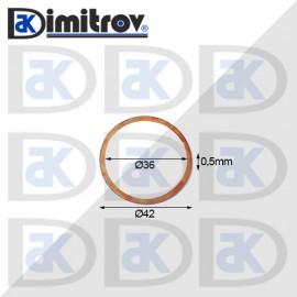Дифтунга Ø 36 х Ø 42 х 0,5 mm медна